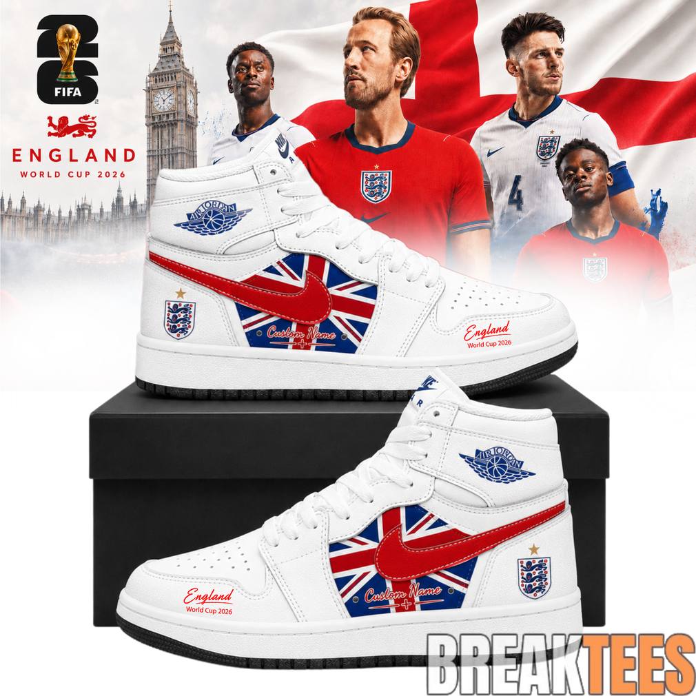 England Football Team x World Cup 2026 Custom Air Jordan 1 Shoes
