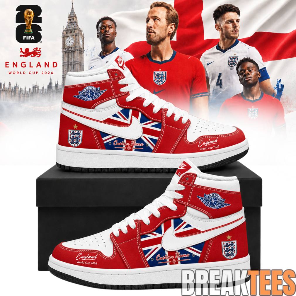 England Football Team x World Cup 2026 Custom Air Jordan 1 Shoes