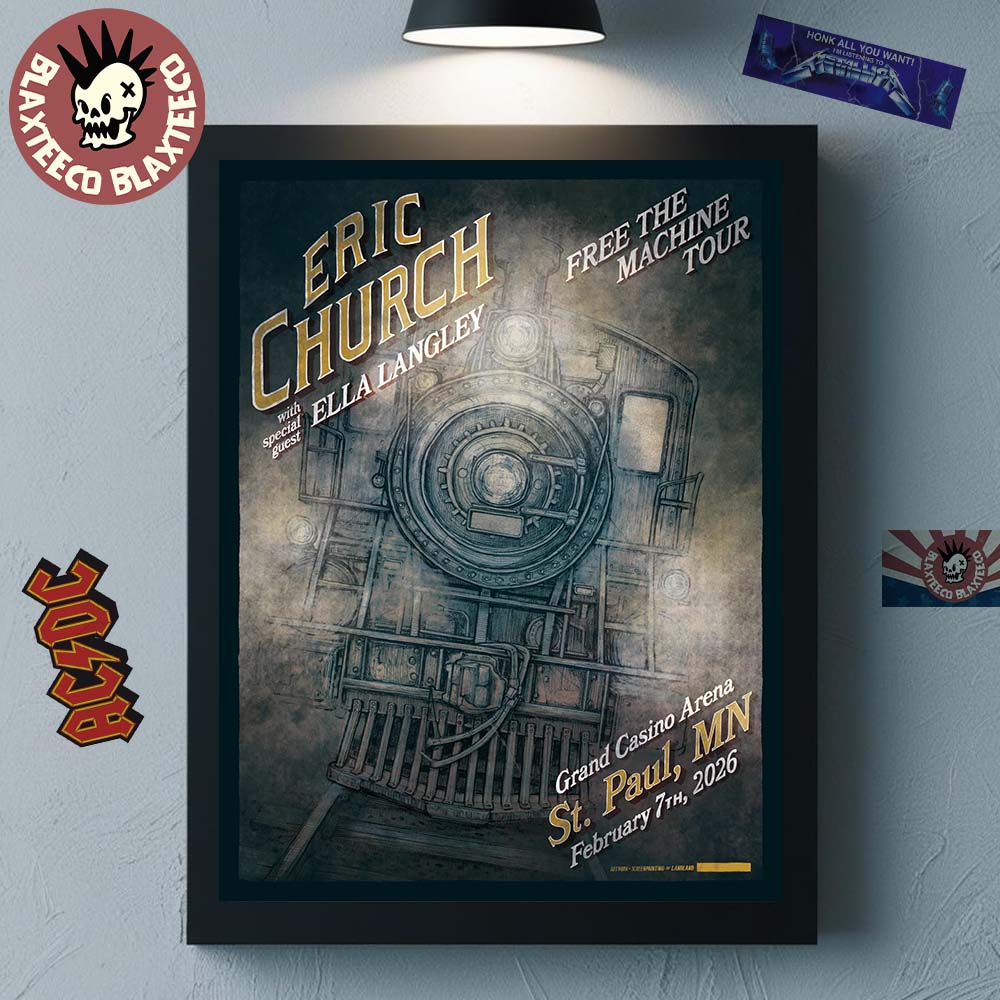 Eric Church St Paul Minnesota 2026 Venue Poster At Grand Casino Arena On February 7 2026 Free The Machine Tour Home Decor Poster Canvas
