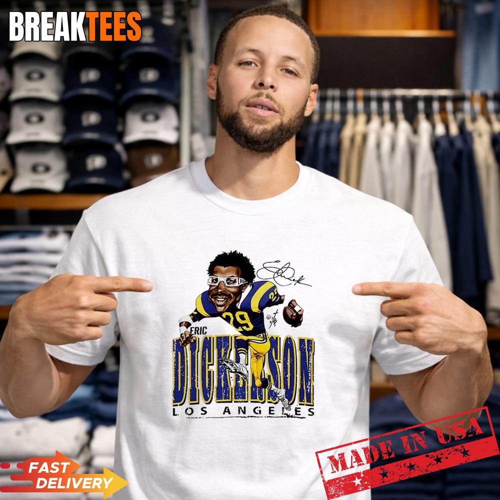 Eric Dickerson Los Angeles Rams MLB Signature Caricature T-Shirt