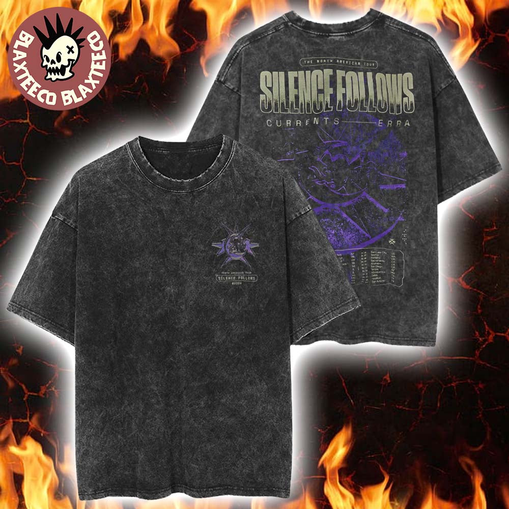 Erra Silence Follows North American Tour 2026 Merch Pink Star With Dates Back Retro Washed Tee