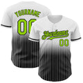 Custom White Pinstripe Neon Green-Black Authentic Fade Fashion Baseball Jersey