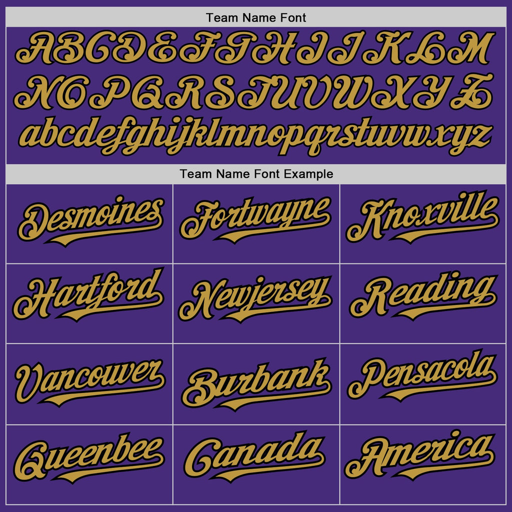 Custom Purple Pinstripe Old Gold-Black Authentic Fade Fashion Baseball Jersey
