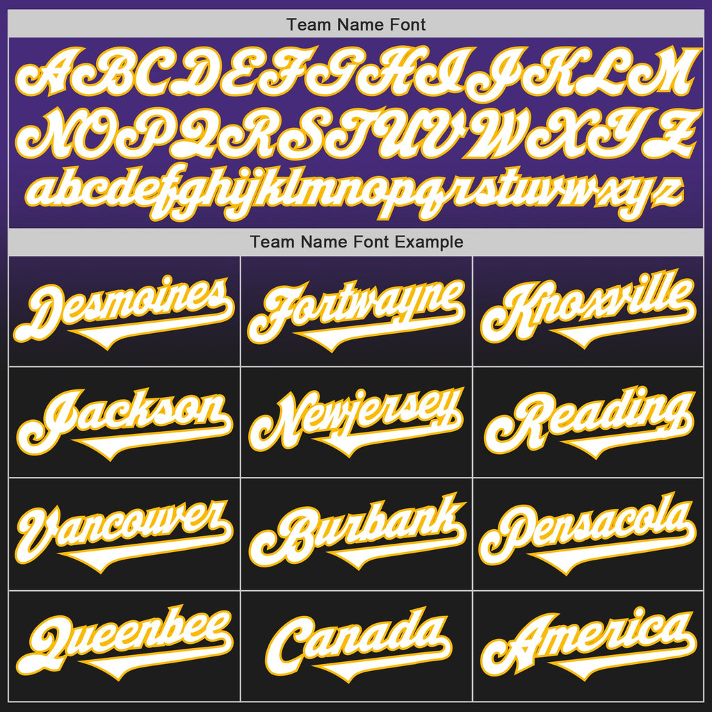 Custom Purple Black-Gold Authentic Fade Fashion Baseball Jersey