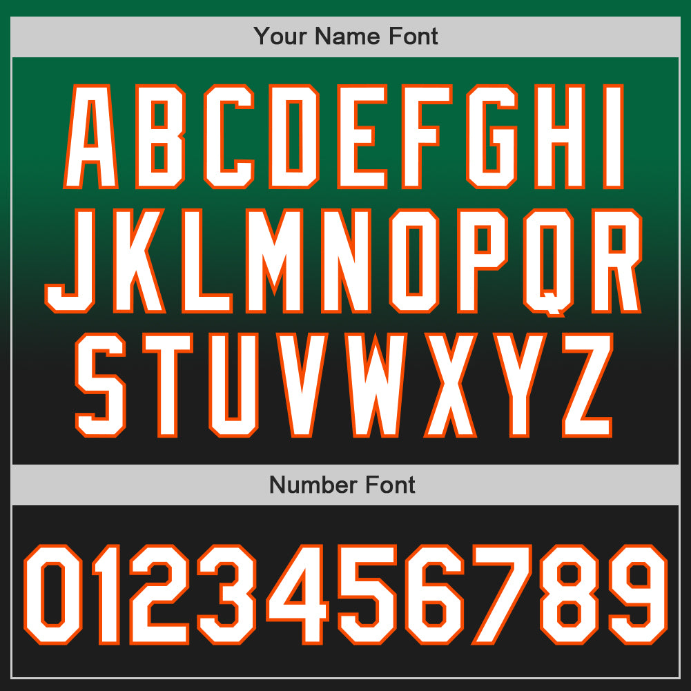 Custom Kelly Green Black-Orange Authentic Fade Fashion Baseball Jersey