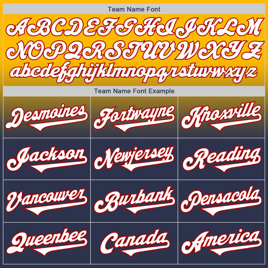 Custom Gold Navy-Red Authentic Fade Fashion Baseball Jersey