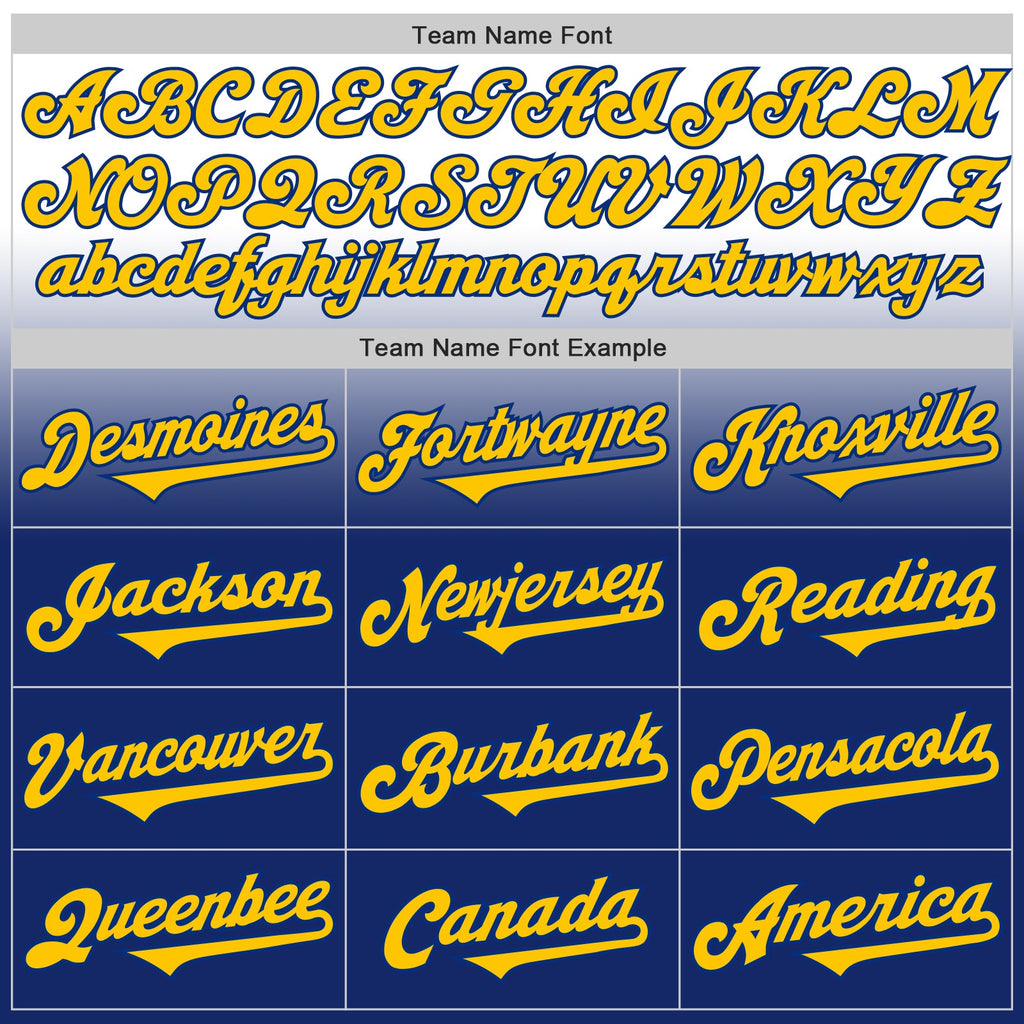 Custom White Yellow-Royal Authentic Fade Fashion Baseball Jersey