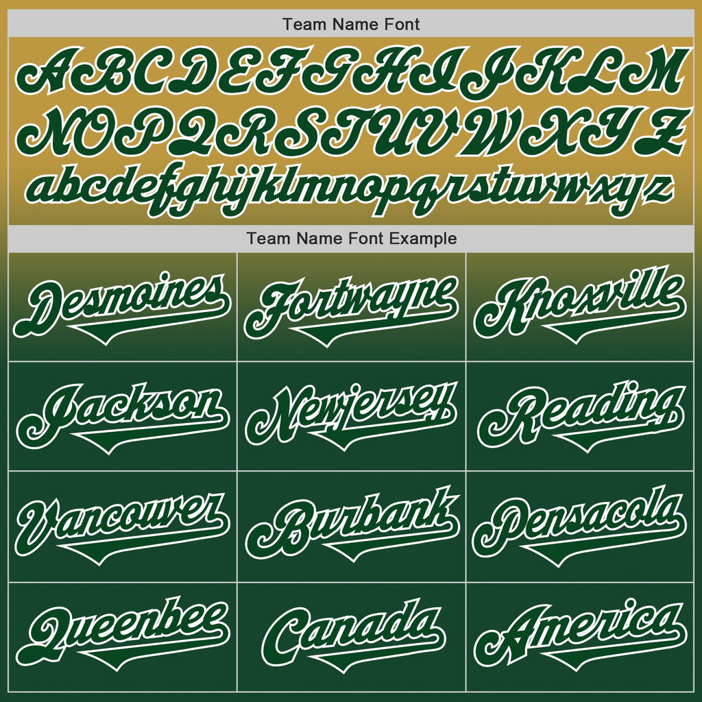 Custom Old Gold Green-White Authentic Fade Fashion Baseball Jersey