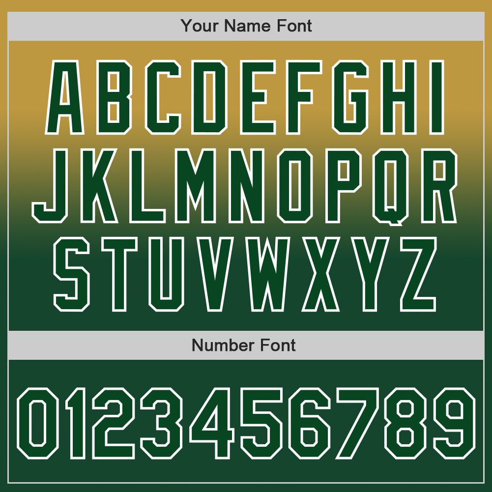 Custom Old Gold Green-White Authentic Fade Fashion Baseball Jersey