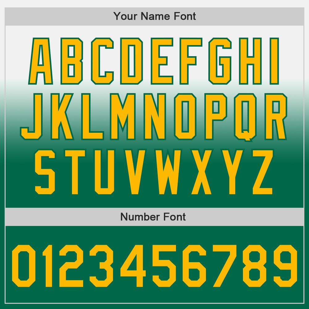 Custom White Gold-Kelly Green Authentic Fade Fashion Baseball Jersey