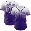 Custom White Purple Authentic Fade Fashion Baseball Jersey