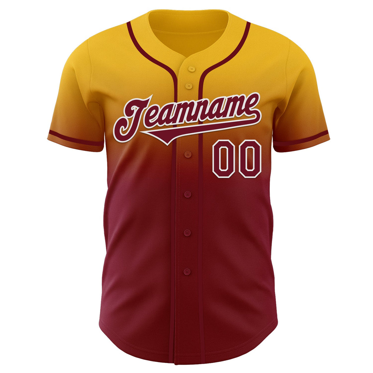 Custom Gold Crimson-White Authentic Fade Fashion Baseball Jersey