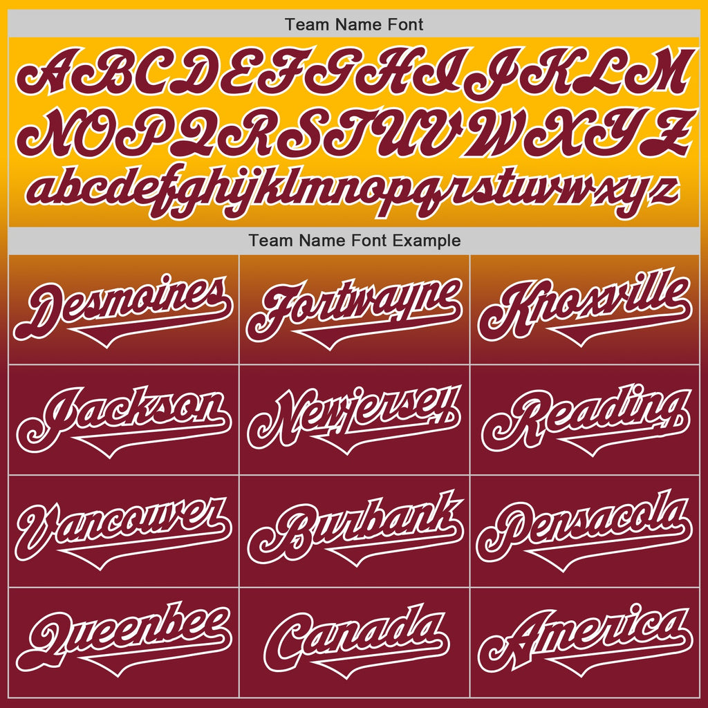 Custom Gold Crimson-White Authentic Fade Fashion Baseball Jersey