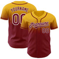 Custom Gold Crimson-White Authentic Fade Fashion Baseball Jersey