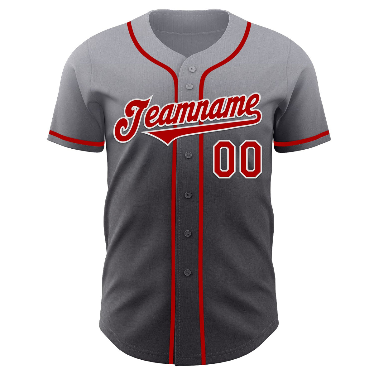 Custom Gray Red Steel Gray-White Authentic Fade Fashion Baseball Jersey