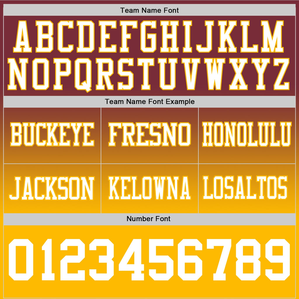 Custom Burgundy White-Gold Authentic Fade Fashion Football Jersey