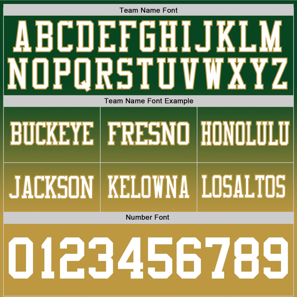 Custom Green White-Old Gold Authentic Fade Fashion Football Jersey
