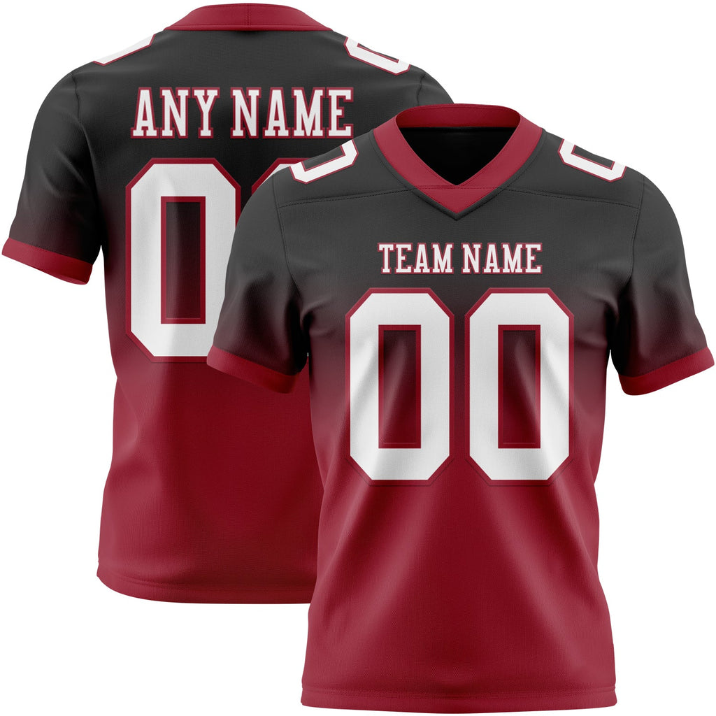 Custom Black White-Cardinal Authentic Fade Fashion Football Jersey