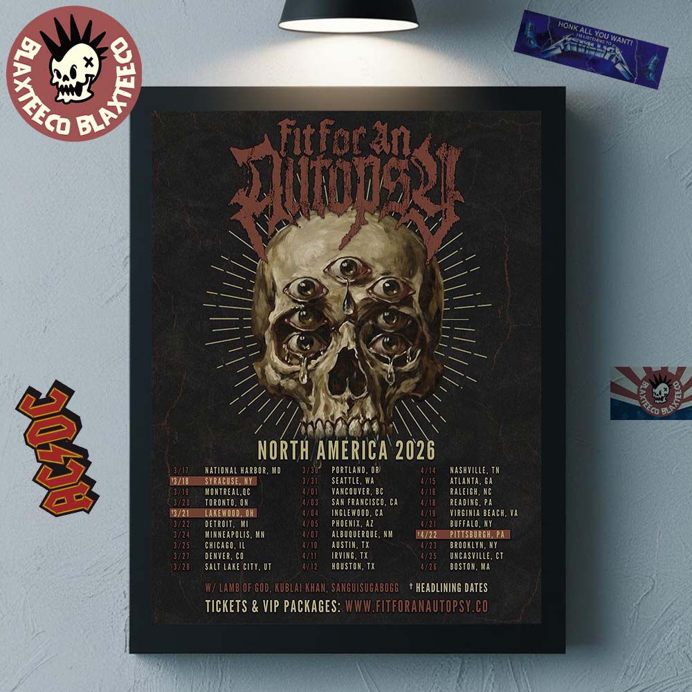 Fit For An Autopsy North America 2026 Tour Schedule Dates Home Decor Poster Canvas