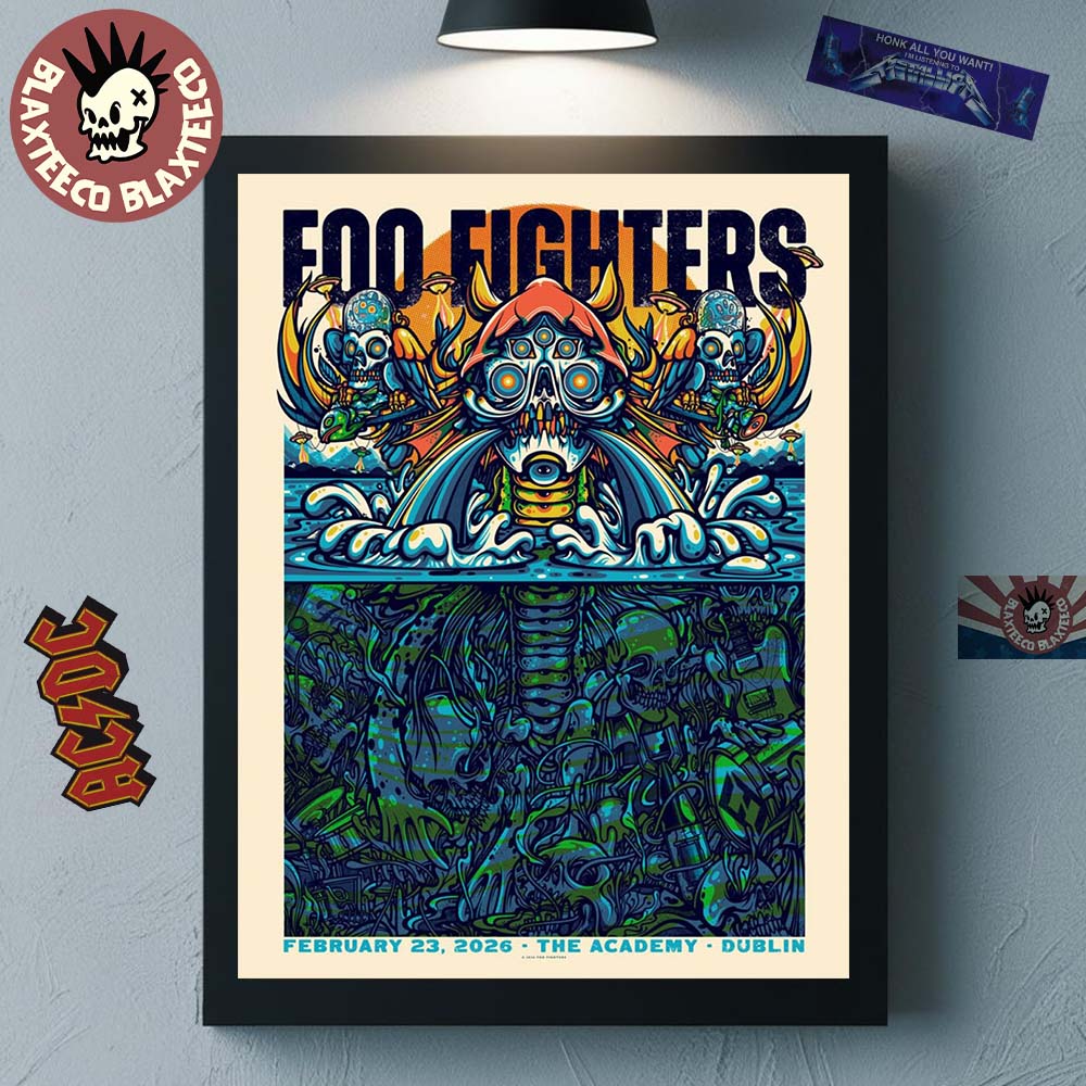 Foo Fighters Dublin Ireland 2026 Venue Poster At The Academy On February 23 2026 Home Decor Poster Canvas
