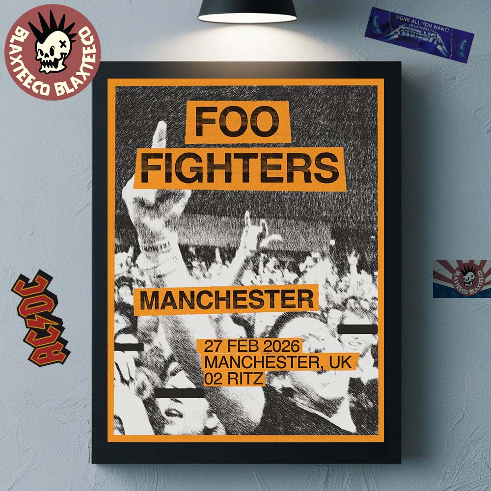 Foo Fighters Manchester UK 2026 Gig Poster At 02 Ritz On 27 February 2026 Home Decor Poster Canvas