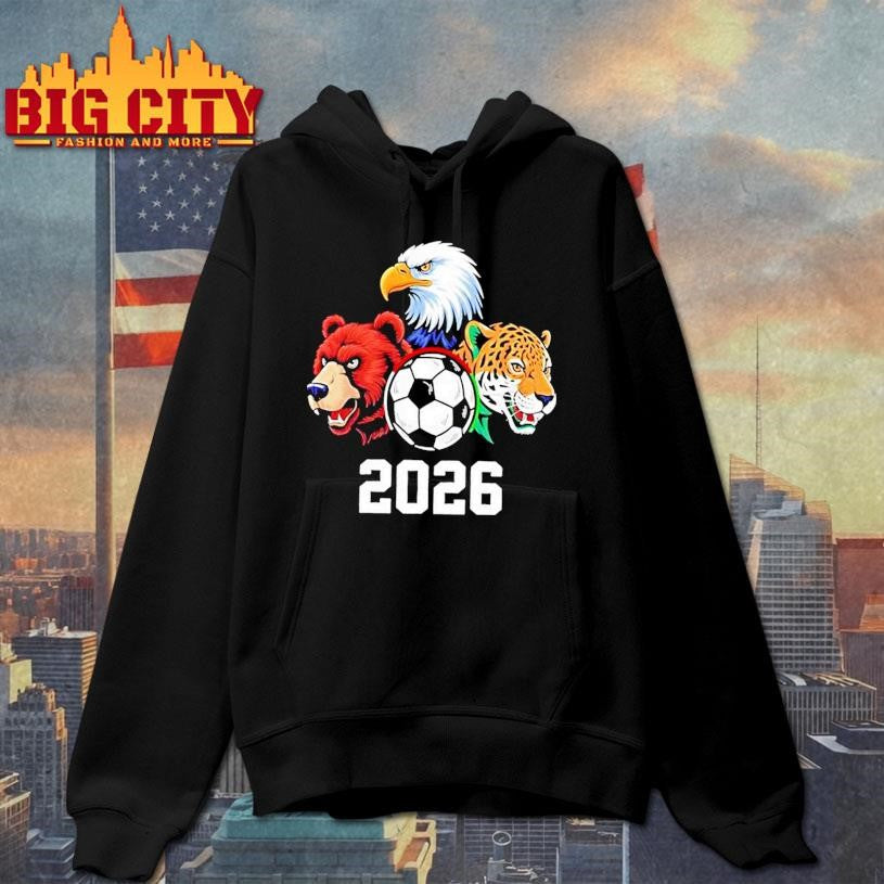 Football Soccer 2026 Mascots Usa Canada Mexico Fan Shirt