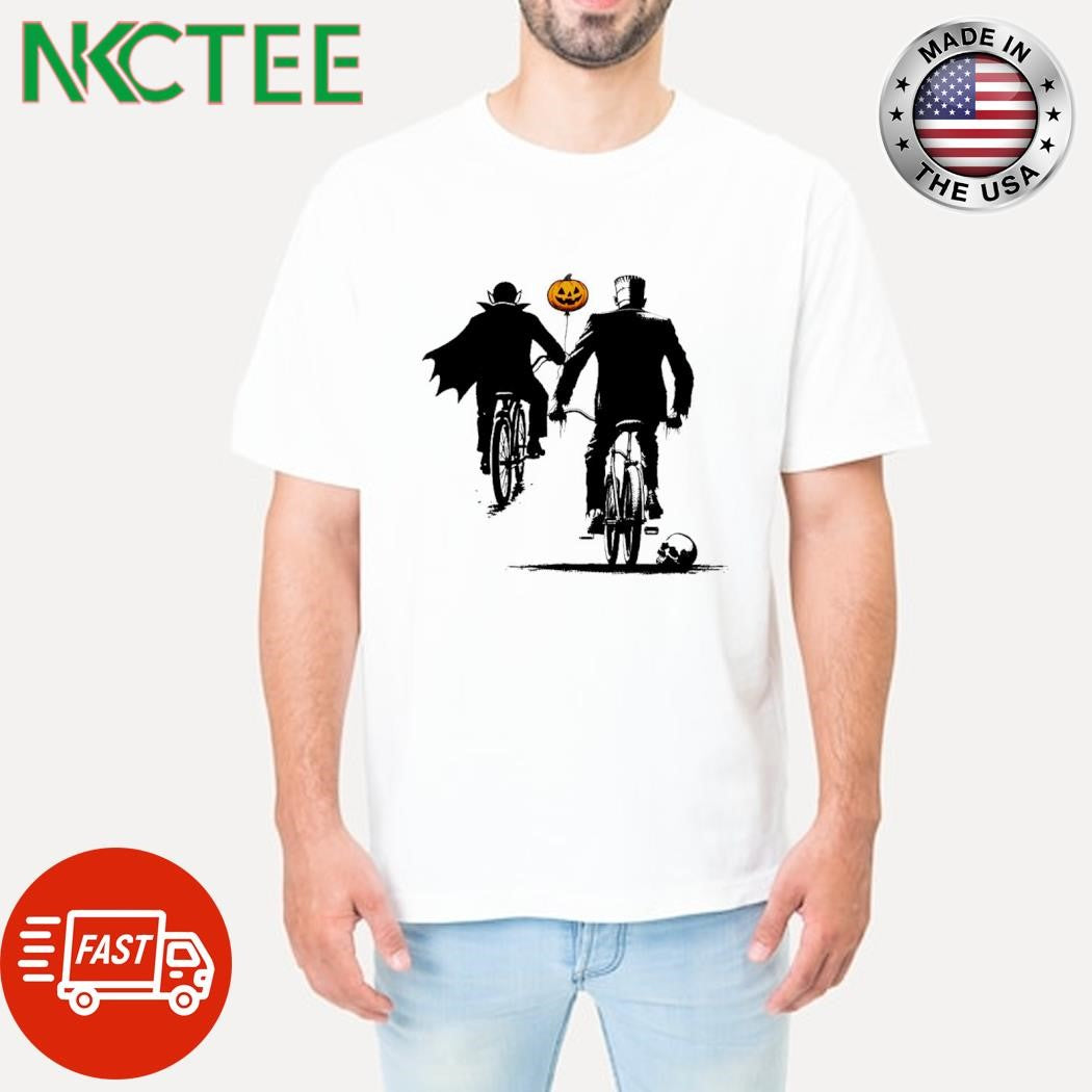 Franky And Drac Halloween Ride bike Ringer Halloween shirt