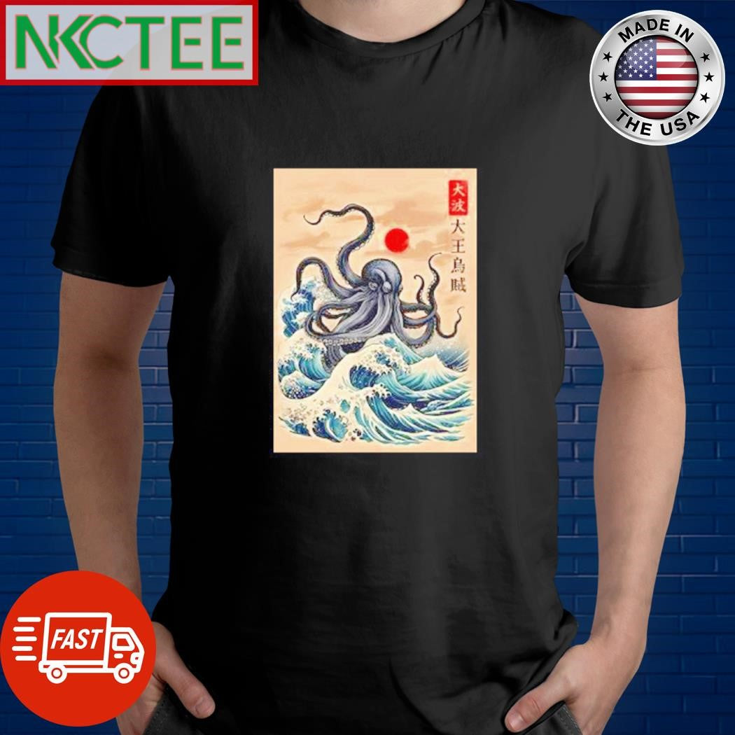 Funny Kraken wave paint shirt