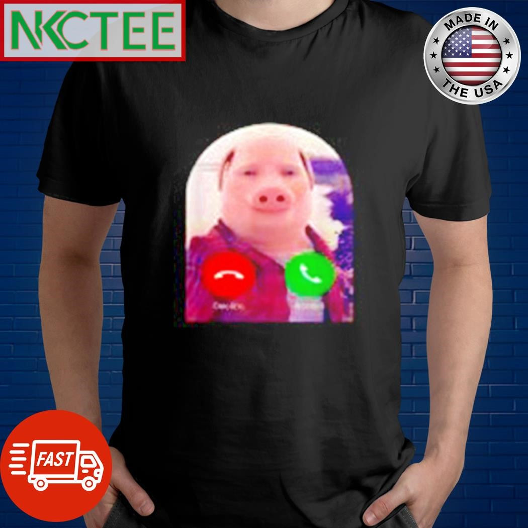 Funny Men’s pig print calling shirt