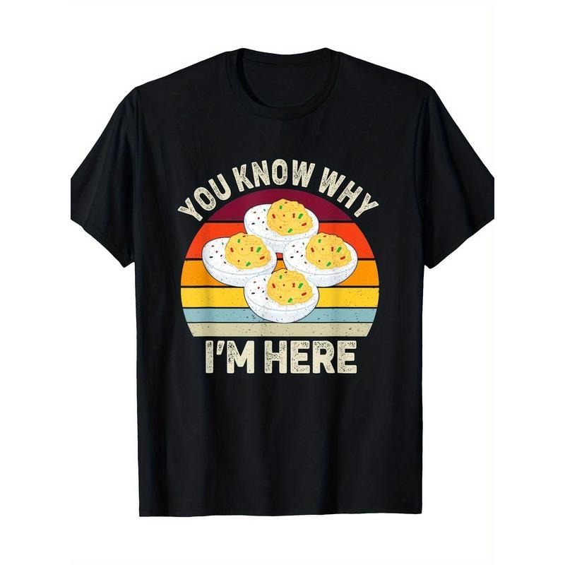 Funny Thanksgiving Deviled Eggs You Know Why I'm Here 100% Cotton T-Shirt made in usa