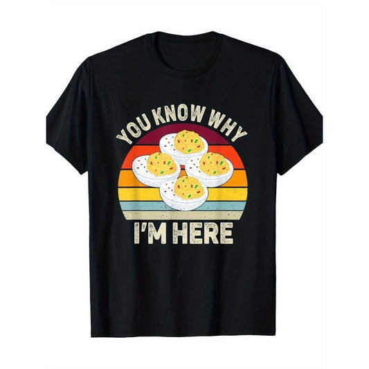 Funny Thanksgiving Deviled Eggs You Know Why I'm Here 100% Cotton T-Shirt made in usa