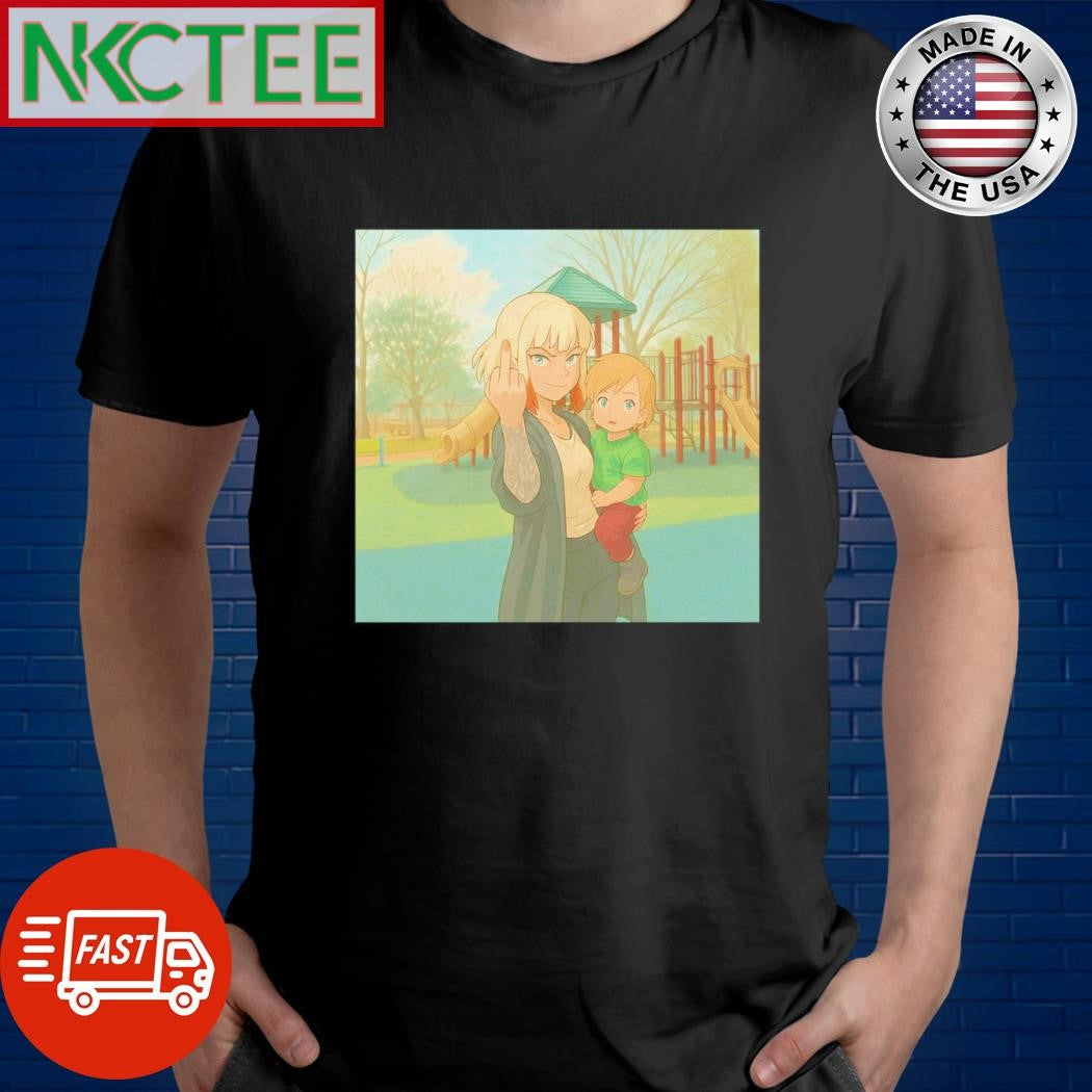Funny White Guilt one finger Ghibli shirt