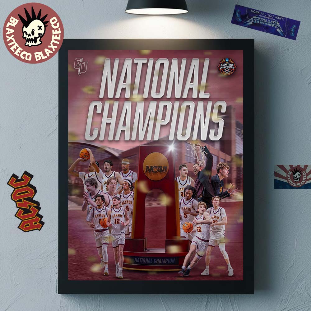 Gannon Golden Knights Men’s Basketball 2026 NCAA DII National Champions Home Decor Poster Canvas