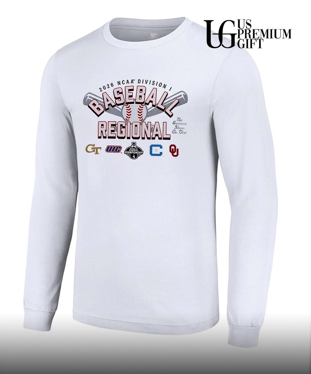 Georgia Tech Yellow Jackets and UIC Flames and Citadel Bulldogs and Oklahoma Sooners Baseball Regional Division I NCAA 2026 logo shirt