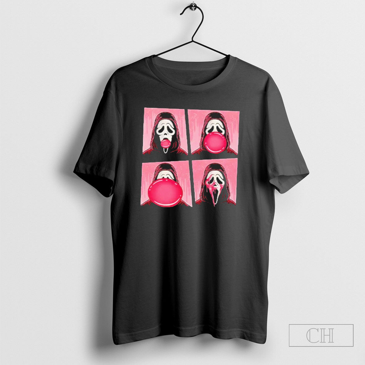 Ghostface Bubble Pink Gum Halloween Shirt Tee
