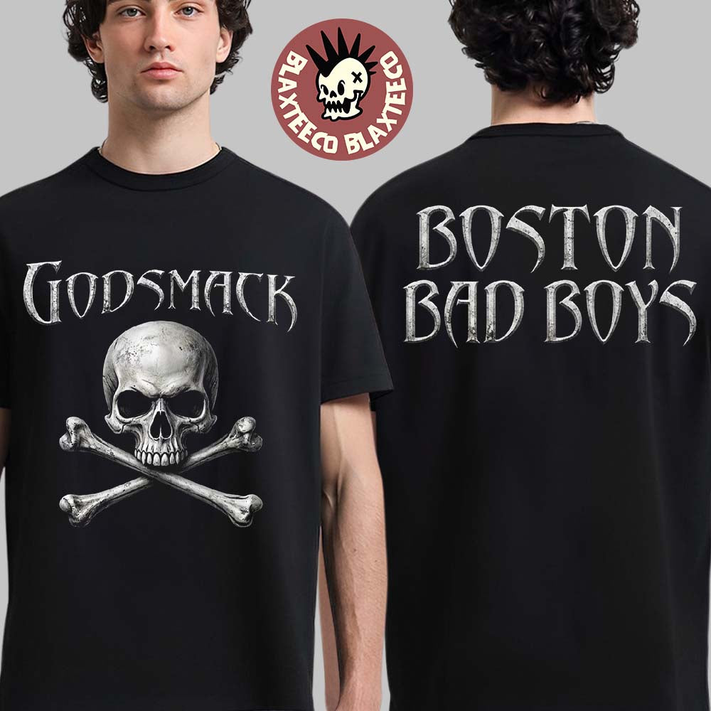 Godsmack The Rise Of Rock World Tour 2026 Merch Boston Bad Boys Skull T-Shirt
