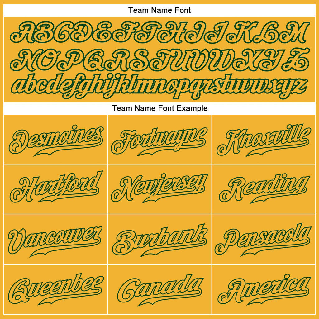 Custom Gold Gold-Green Authentic Baseball Jersey