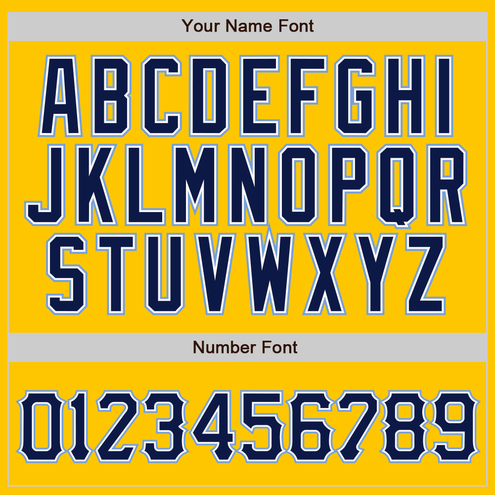 Custom Yellow Navy Pinstripe Navy-Light Blue Authentic Baseball Jersey