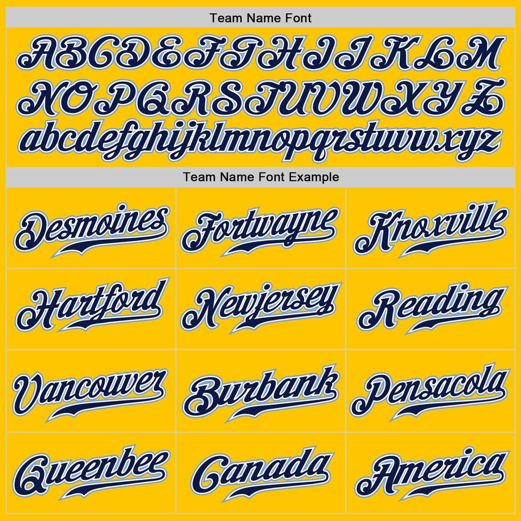 Custom Yellow Navy Pinstripe Navy-Light Blue Authentic Baseball Jersey