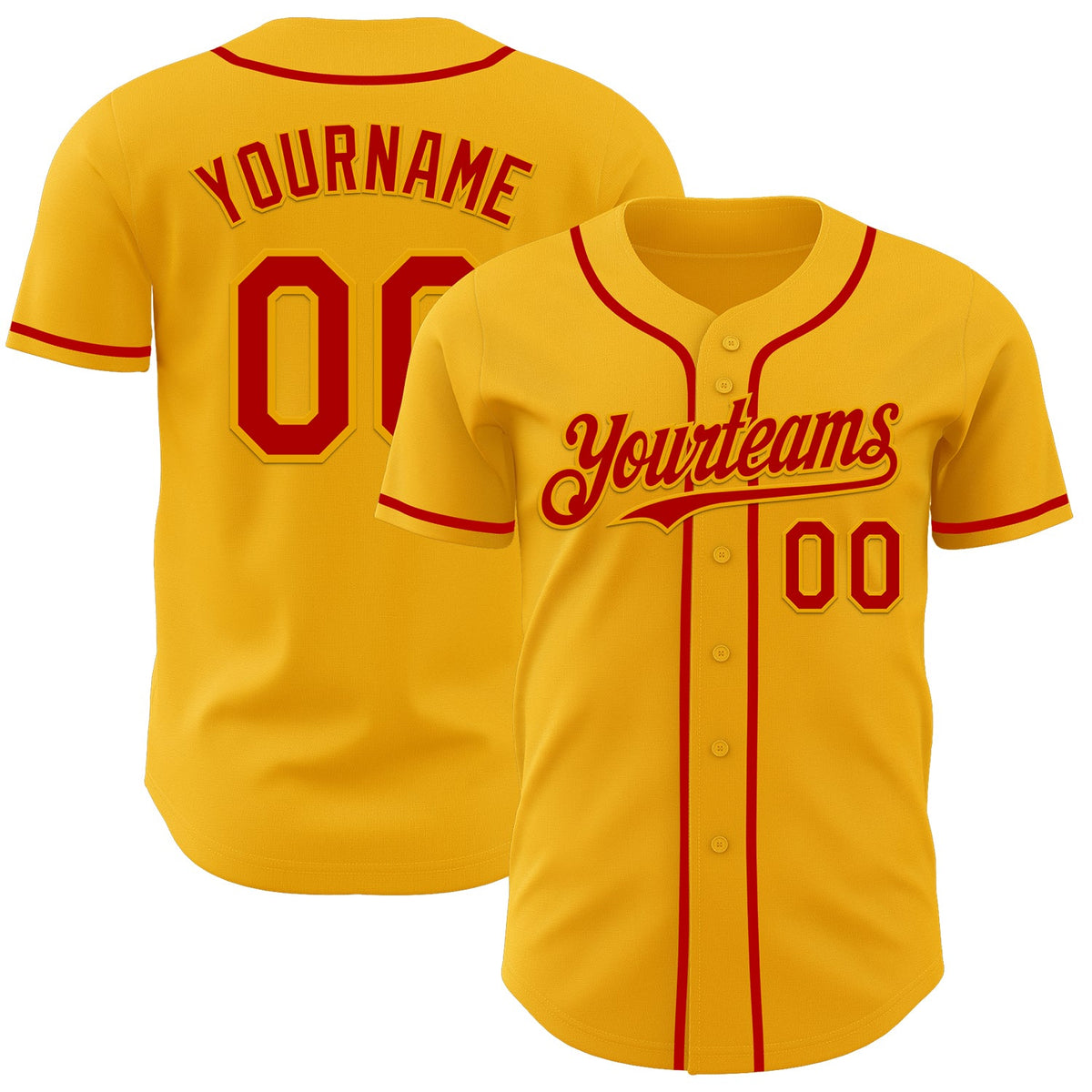 Custom Gold Red Authentic Baseball Jersey