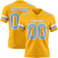 Custom Gold Light Blue-White Authentic Football Jersey
