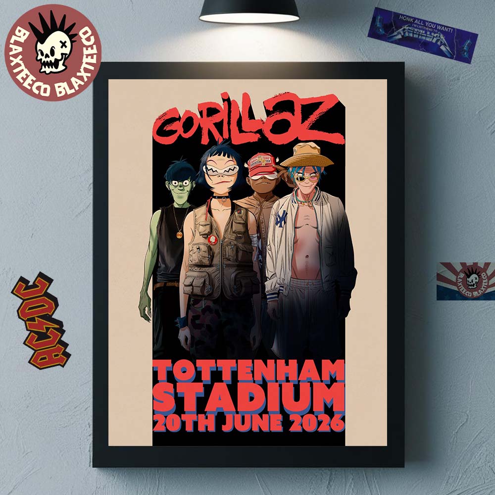 Gorillaz London England 2026 At Tottenham Stadium On 20 June 2026 Home Decor Poster Canvas