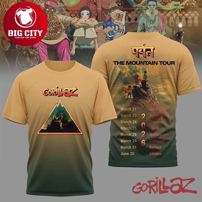 Gorillaz The Mountain Tour 2026 Two Sided Shirt