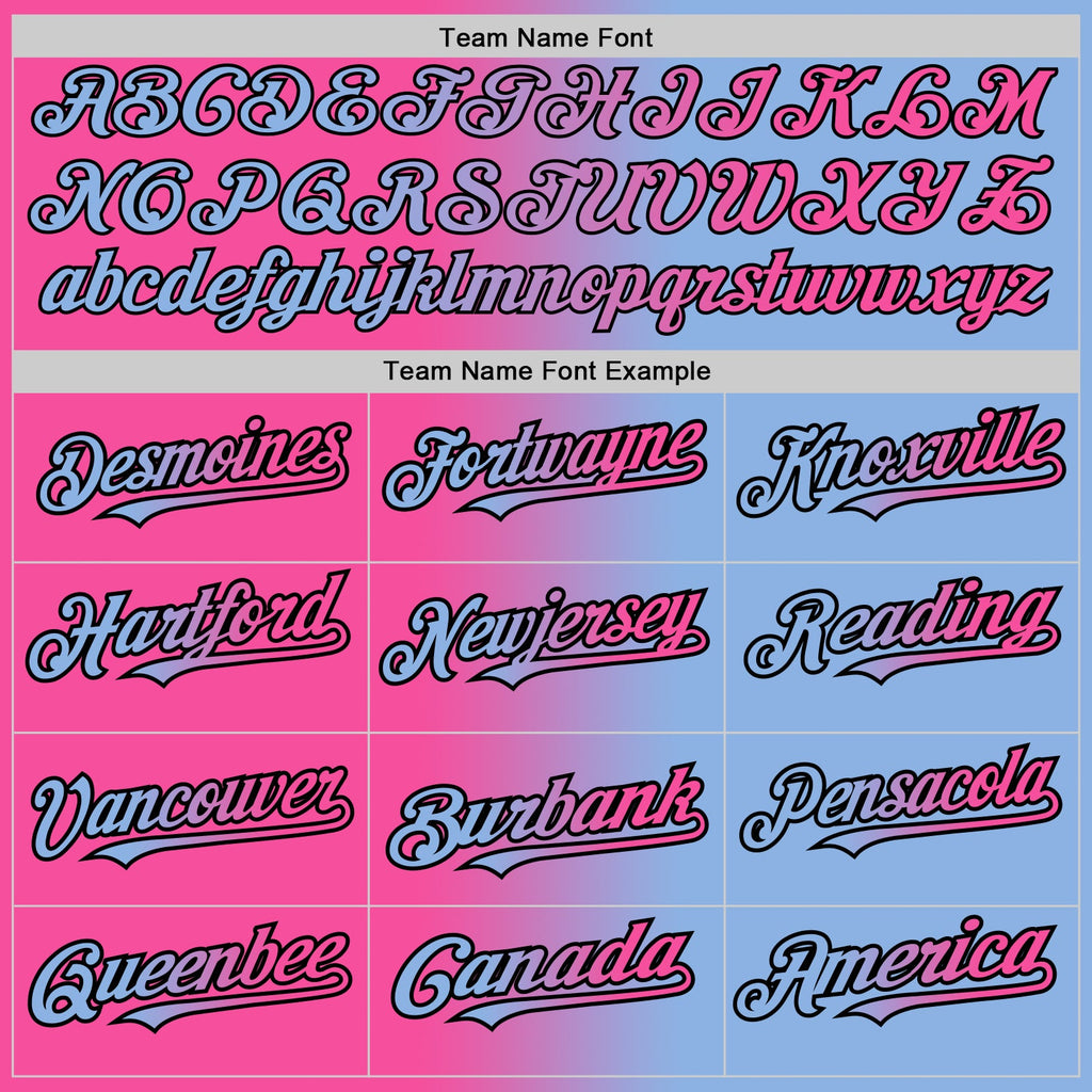 Custom Light Blue Pink-Black Authentic Gradient Fashion Baseball Jersey