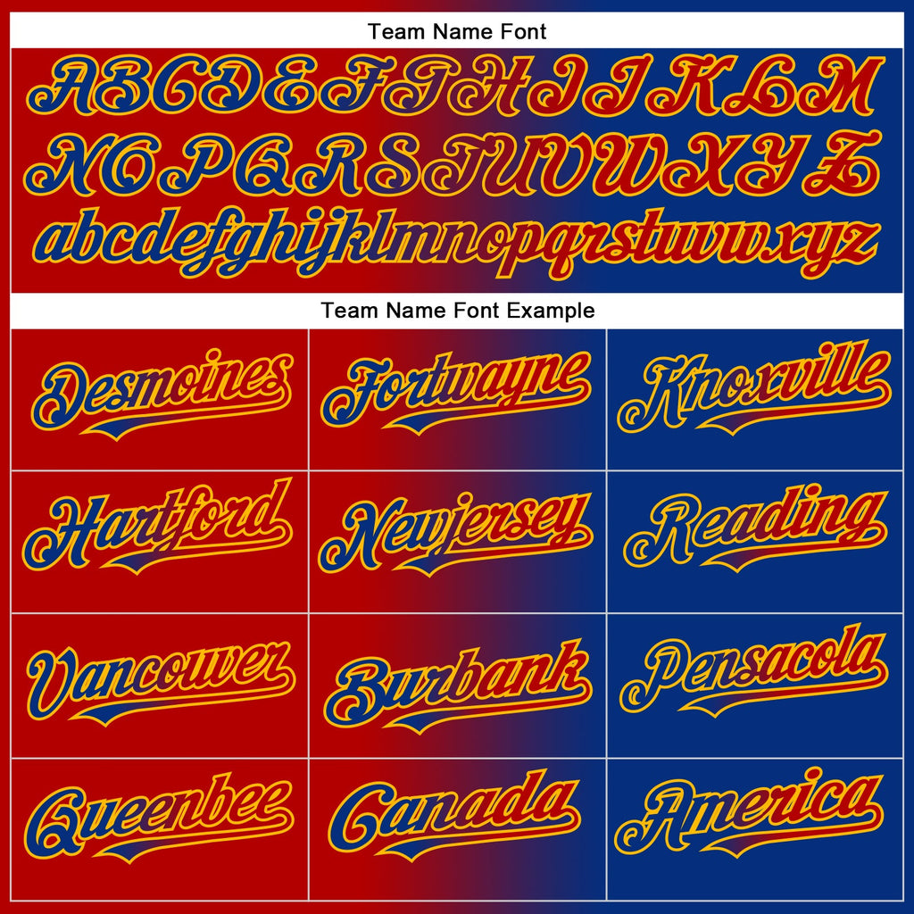 Custom Royal Red-Gold Authentic Gradient Fashion Baseball Jersey