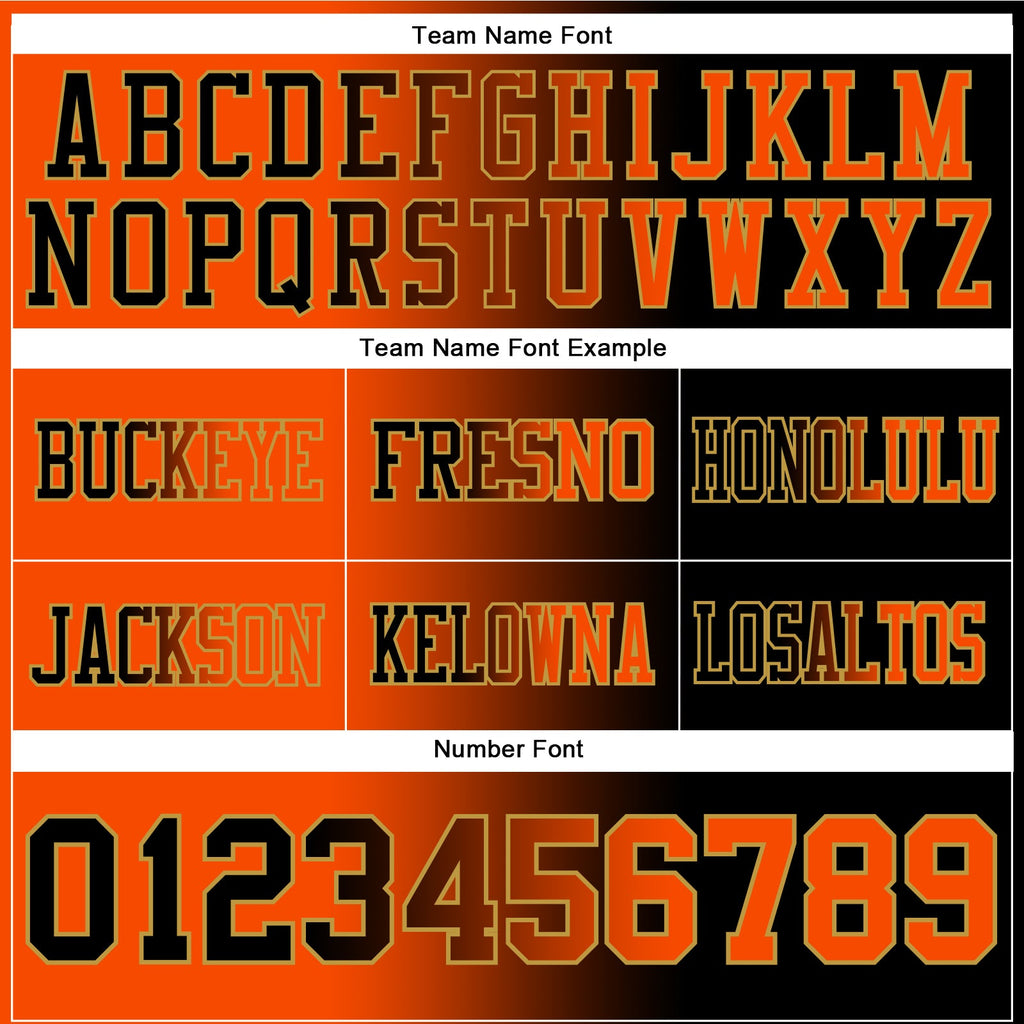 Custom Black Orange-Old Gold Authentic Gradient Fashion Football Jersey