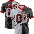 Custom Black Gray-Red Authentic Gradient Fashion Scratch Football Jersey