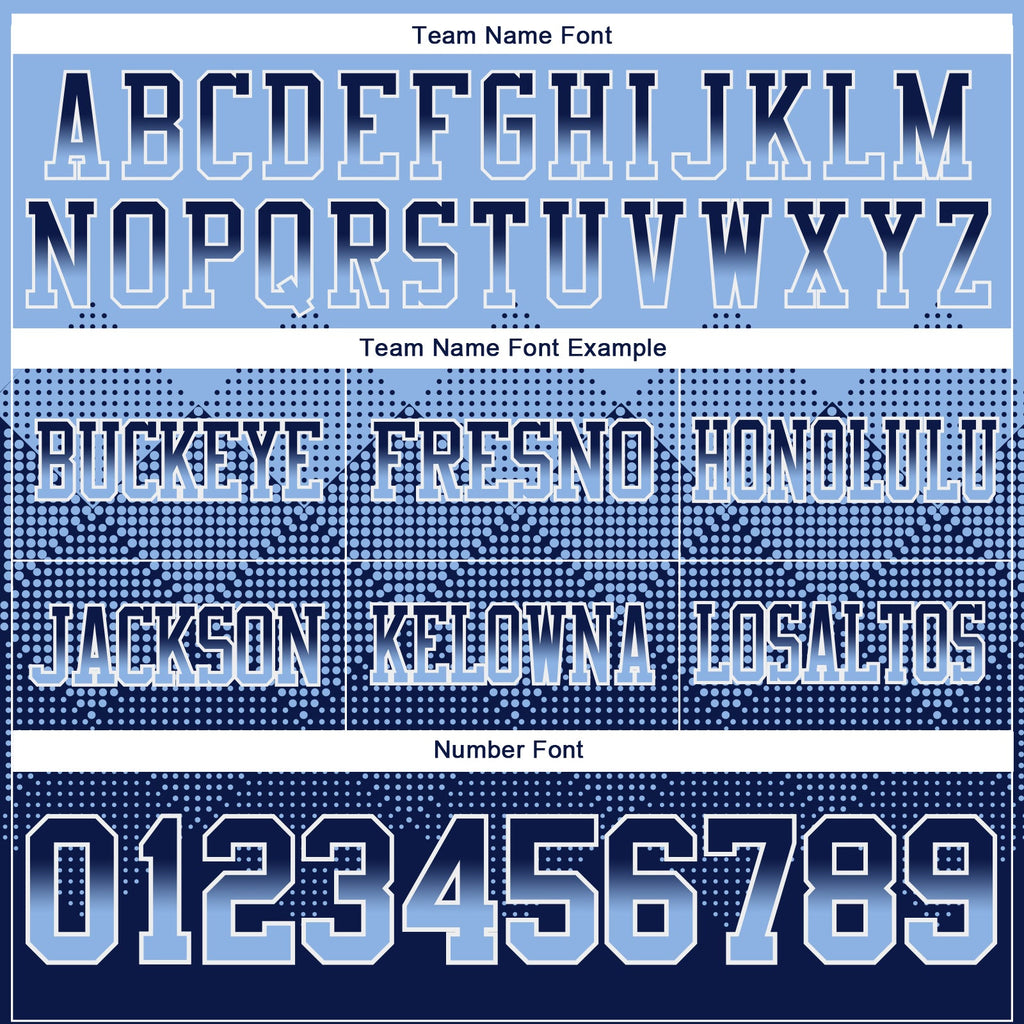 Custom Light Blue Navy-White Authentic Gradient Square Shape Flag Football Jersey