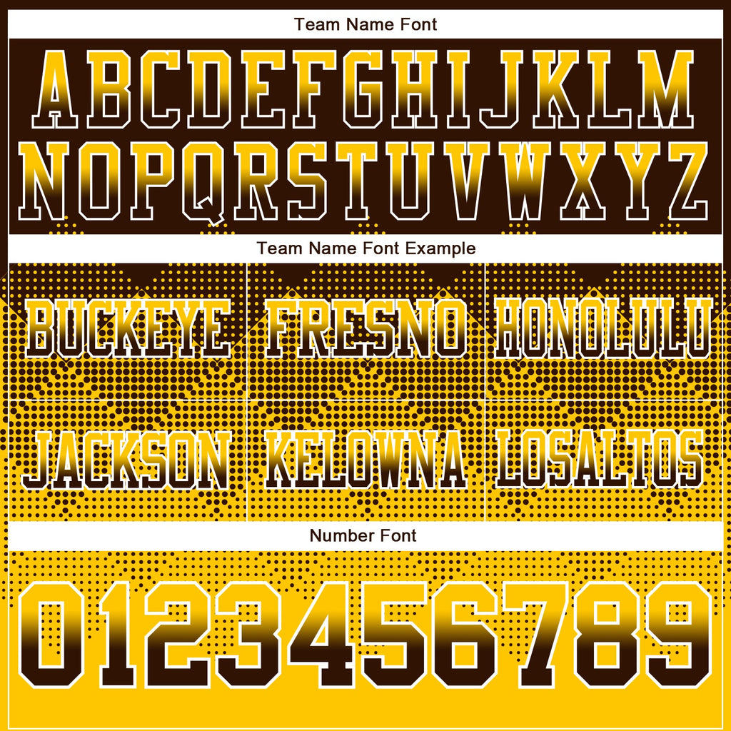 Custom Brown Yellow-White Authentic Gradient Square Shape Flag Football Jersey