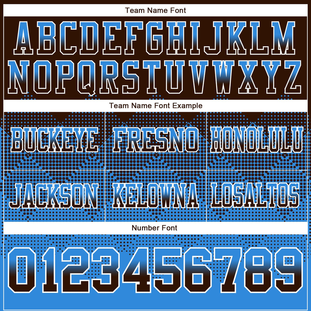 Custom Brown Powder Blue-White Authentic Gradient Square Shape Flag Football Jersey